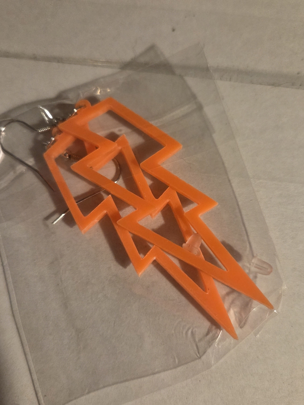 Neon Orange Lightning Bolt Earrings NWOT